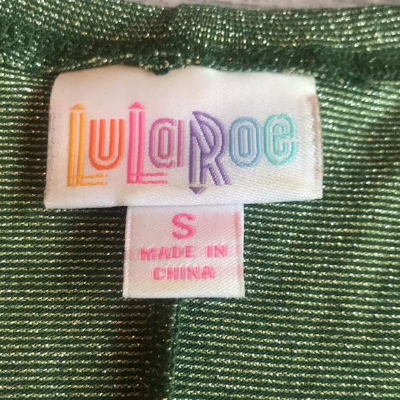 Lularoe size small low high open front throw over. This is green with sparkle - Picture 2 of 3